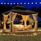 12 x 20 ft Hardtop Gazebo, Heavy Duty Galvanized Aluminum Frame Double Roof Outdoor Pavilion