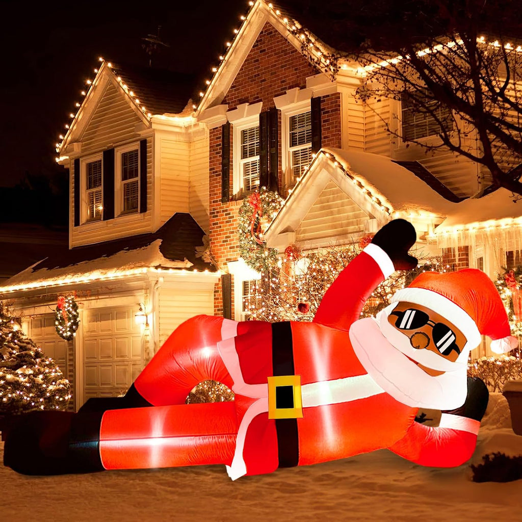 10FT Inflatable Santa, Christmas Inflatables Outdoor Yard Decor with Lights