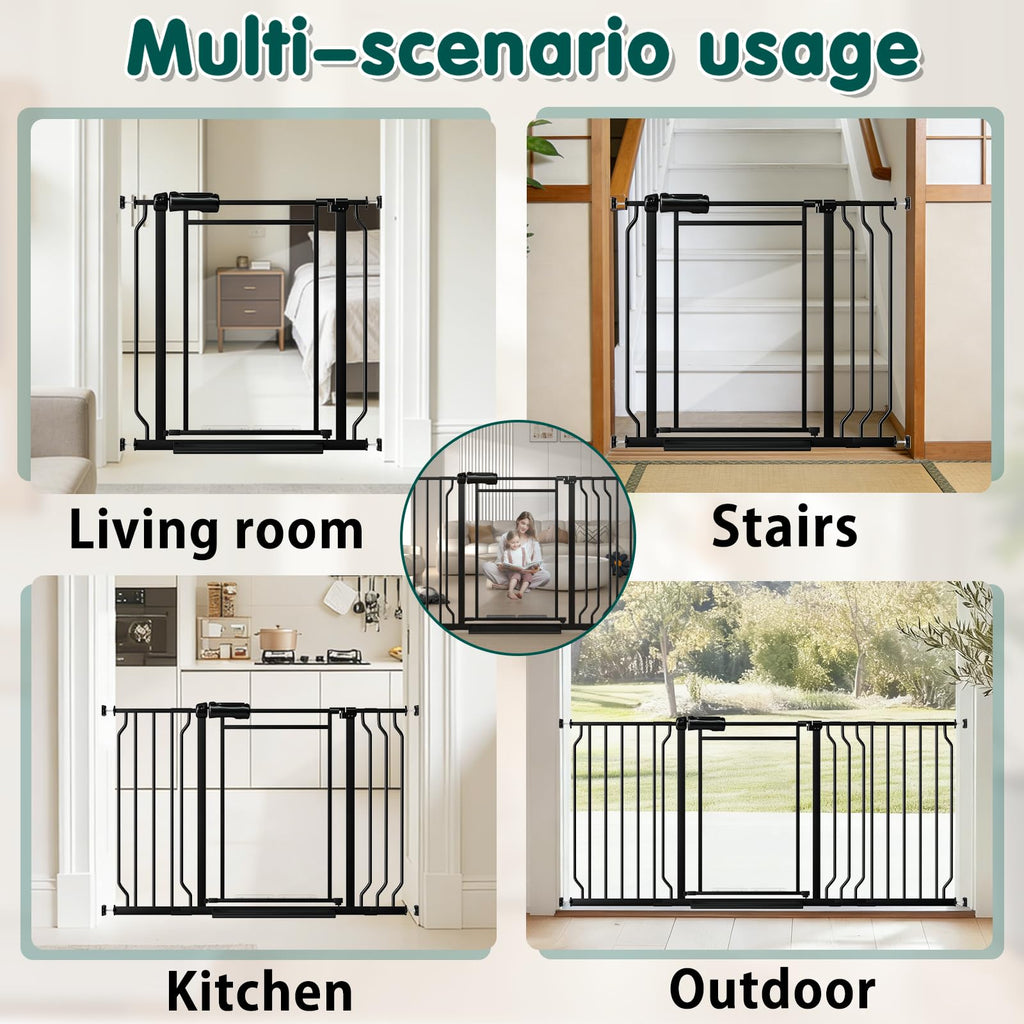 29.5-48 Inch Wide Triple Lock Clear Baby Gate Pressure Mounted