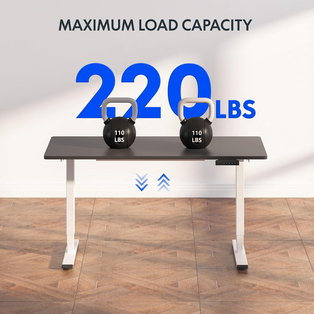 E6 3-Stage Dual Motor Electric Standing Desk 55 x 28 Sit Stand Up Desk, Holds 220 lbs, Adjustable Height w/Memory