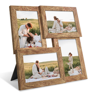4x6 Collage Picture Frames Set of 1, Multi Family Photo Frame with Real Glass, Displays Four 4x6 Photo, Wall Decor