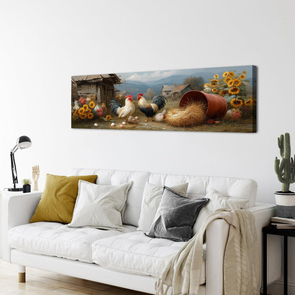 Country Rooster Wall Decor Rustic Kitchen Chicken Wall Art Rustic Cabin Coop Sunflower Picture Canvas Picture Vintage