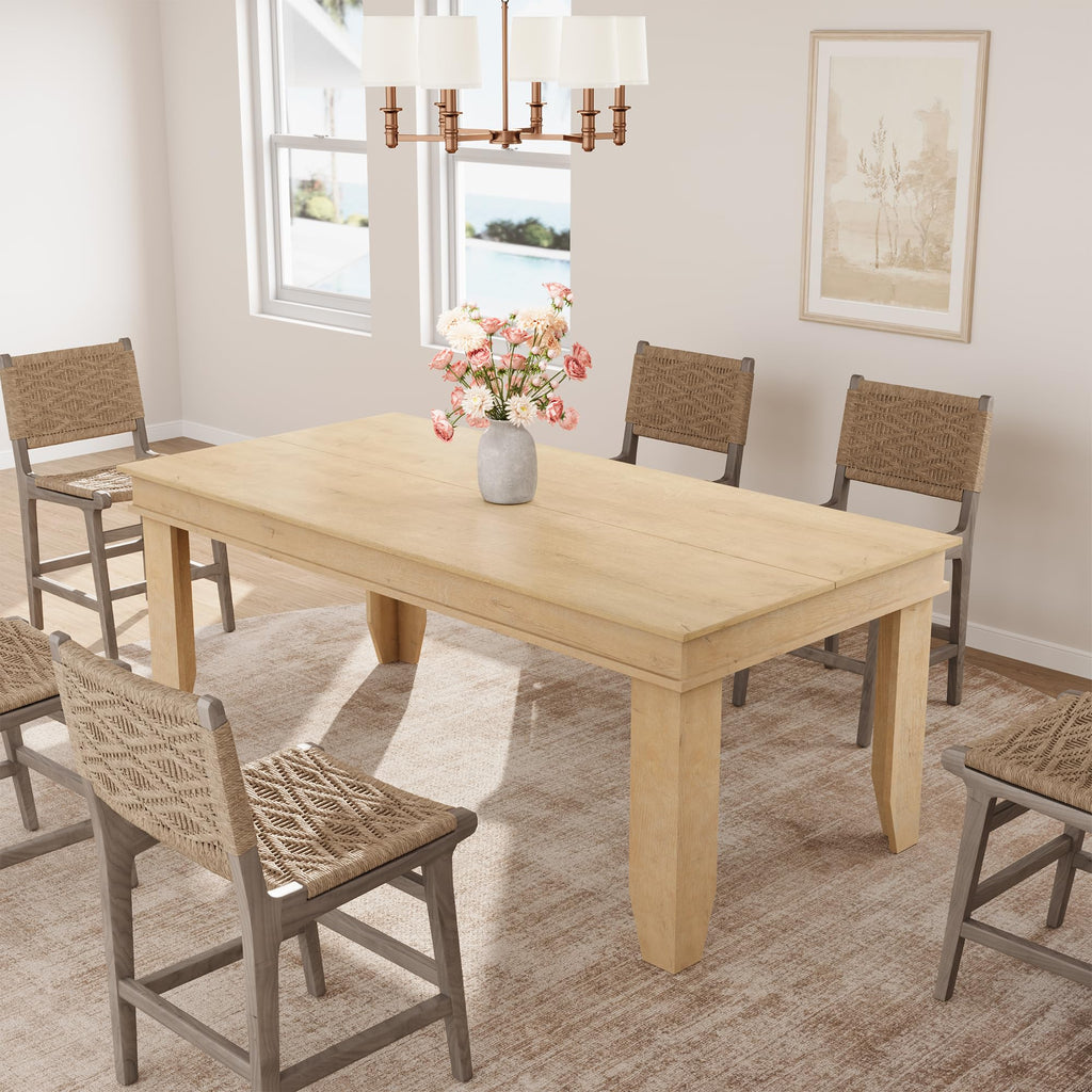 Farmhouse Dining Table for 6-8 People, 71" Long Kitchen Tables