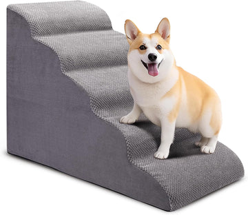 Dog Stairs for Bed and Couch, Non-Slip 5-Step Pet Stairs, 24" High Sofa Foam Dog Ramp - Best for Small Pets, Dogs