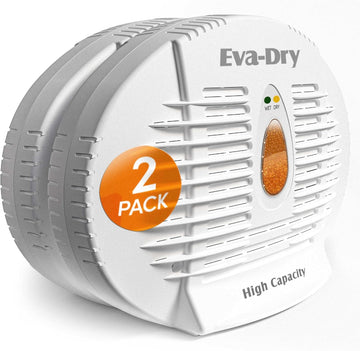 E-500 Renewable Dehumidifier 2-Pack (6 - 8 oz Capacity Each), White - Ideal for Closets, Bathrooms, Safes, Boats
