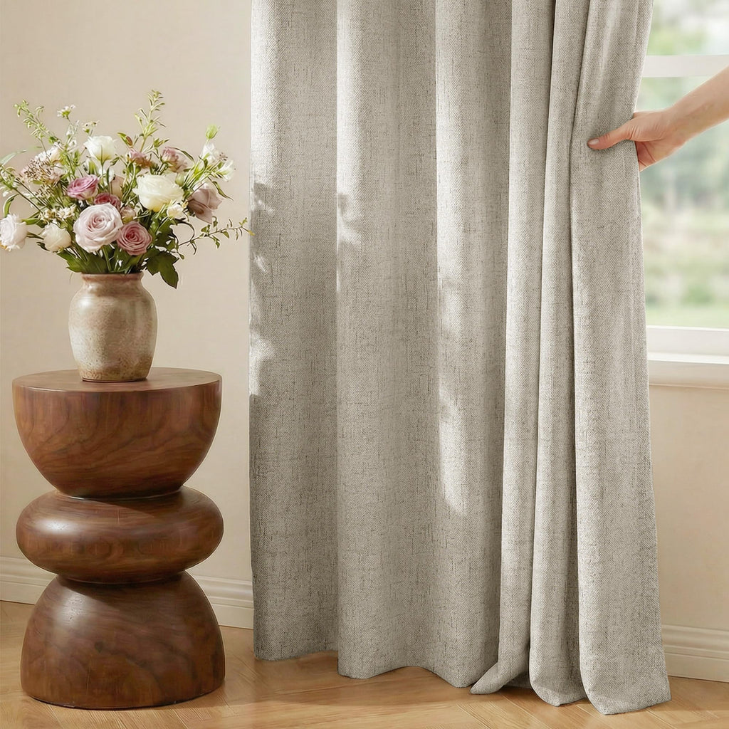 100% Blackout Sliding Door Curtain, Beige, W100xL84, 1 Panel