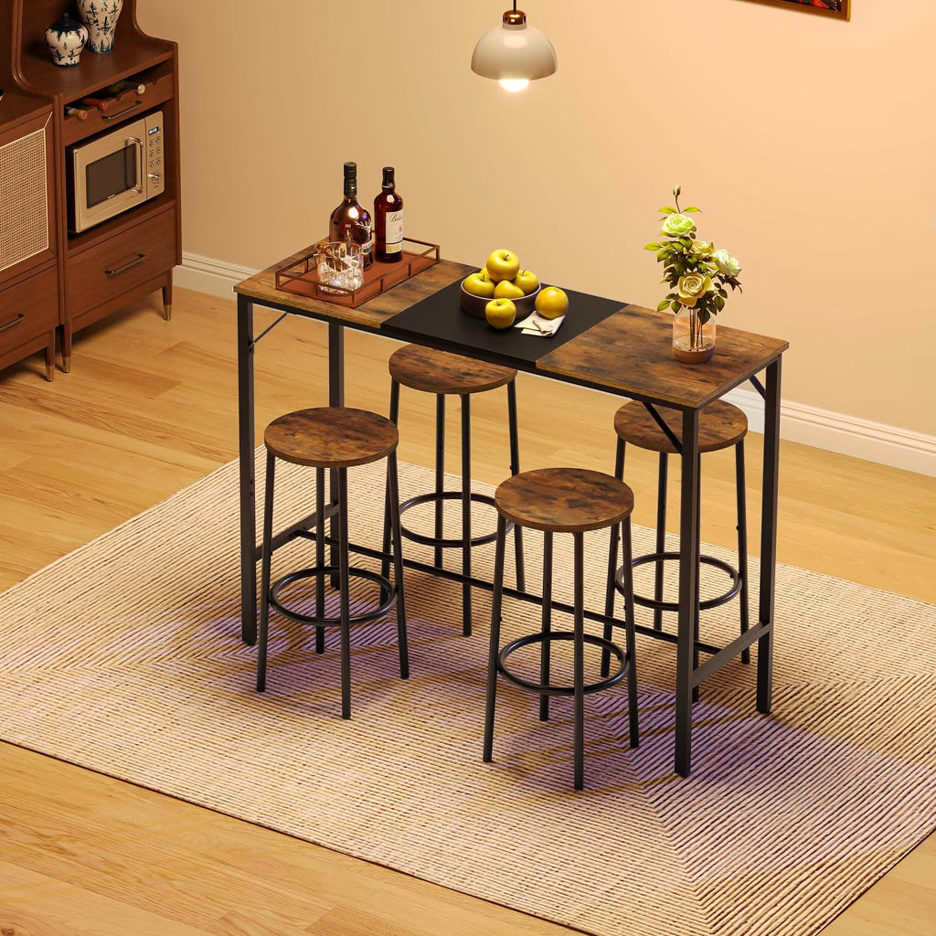 Bar Table, 47.1" Rectangular Pub Table, Tall Counter Height, Long Bar Height Table for Small Space, Sturdy and