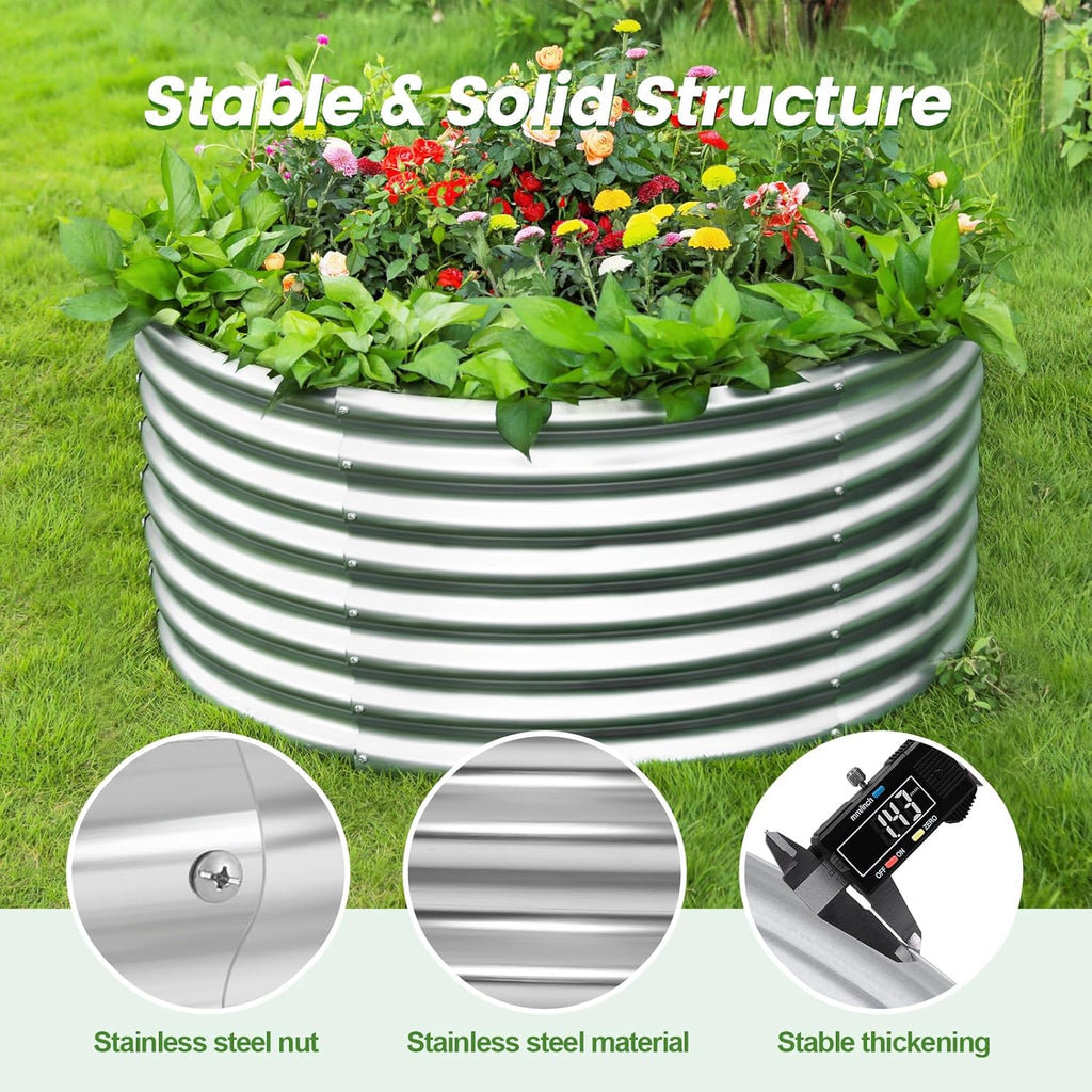 4×4×2ft Galvanized Raised Garden Bed Kit 2Pcs, Planter Raised Garden Beds Outdoor, Round Clearance Raised Garden Beds