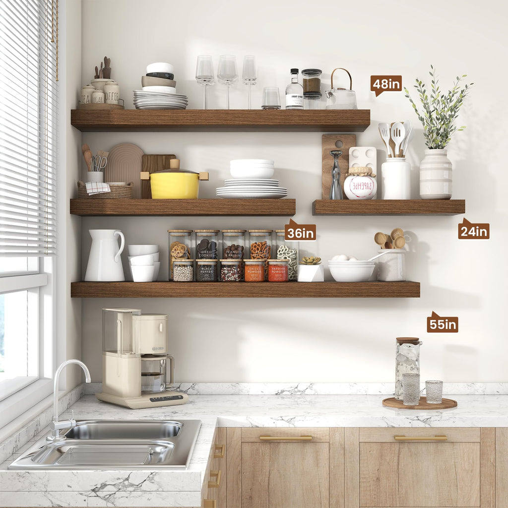 Floating Shelves 39.4" W x 10.3" D Walnut Set of 2