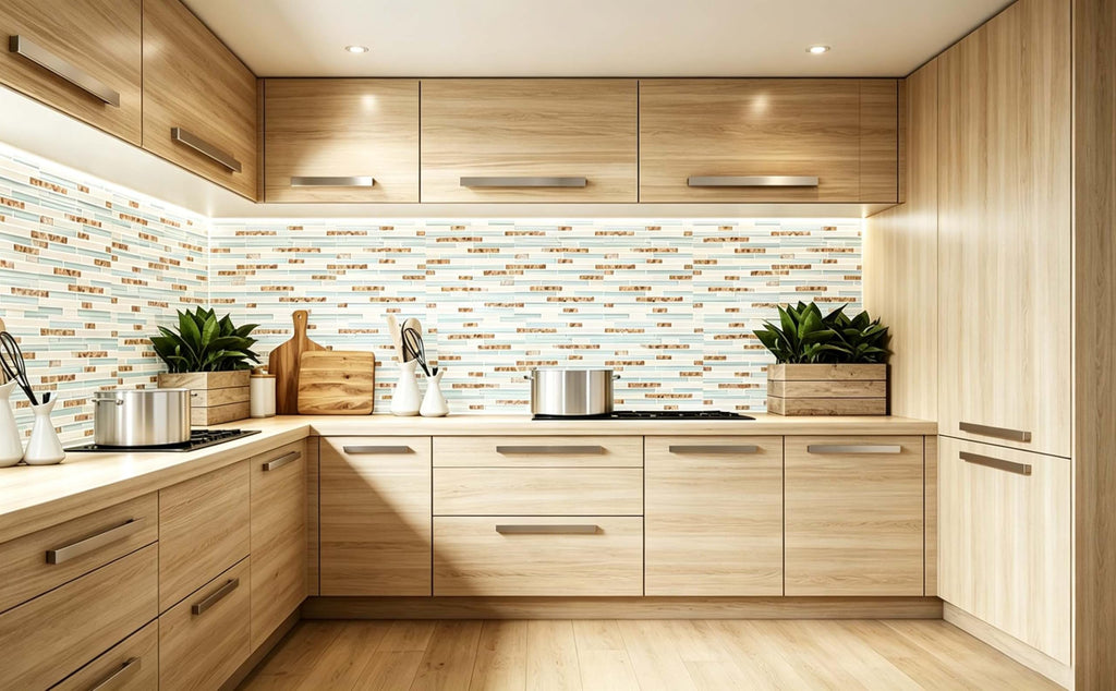 Coastal Glass Mosaic Tile Subway Kitchen Backsplash Bathroom Wall 5 Sq Ft