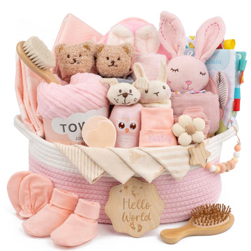 32 Piece Baby Gift Basket - Luxury Curated Baby Gift Basket for Newborn