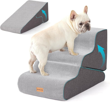 Dog Stairs for Small Dogs 16.5" H, 2 in 1 Transformable 3-Step Pet Stairs and ramp, Dog Steps for Couch (13-20 in)