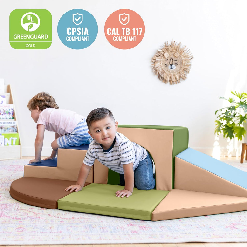SoftZone Lincoln Tunnel Climber, Toddler Playset, Earthtone, Piece