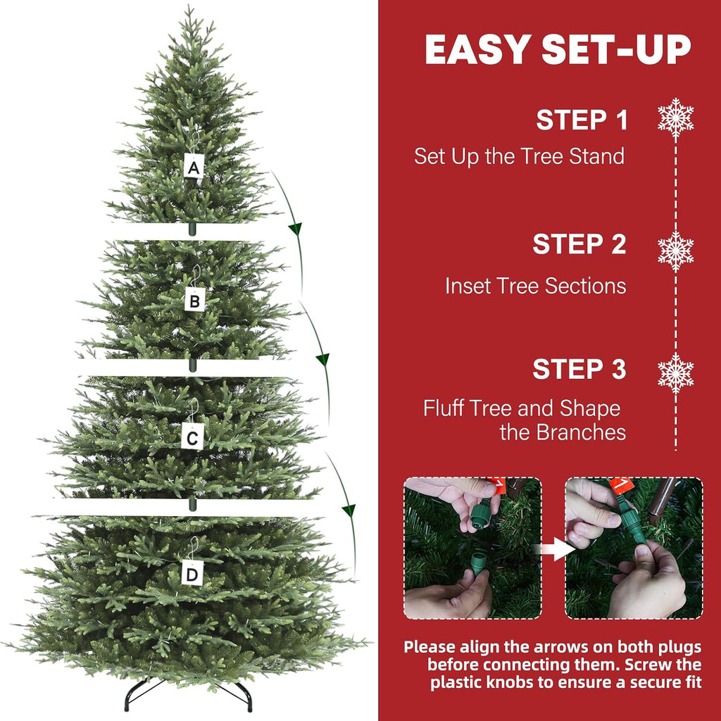 Prelit Artificial Christmas Tree with 850 Warm White LEDs