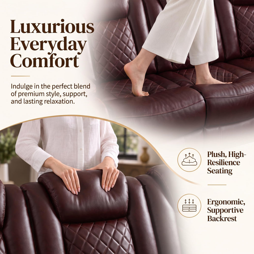 PU Leather Power Recliner Sectional, L-Shape Reclining Couch, 6-Seat Sectional Sofa with LED Lighting/USB