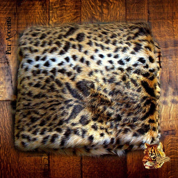 Plush Leopard Faux Fur Throw - Brown - Tan and Creamy Ivory - Premium Quality Faux Fur - Designer Throw Blanket