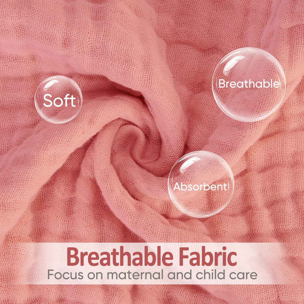 Muslin Burp Cloths 100% Cotton Pack of 12. Soft, Gentle & Absorbent Baby Burp Cloths for Baby Girl & Boys.