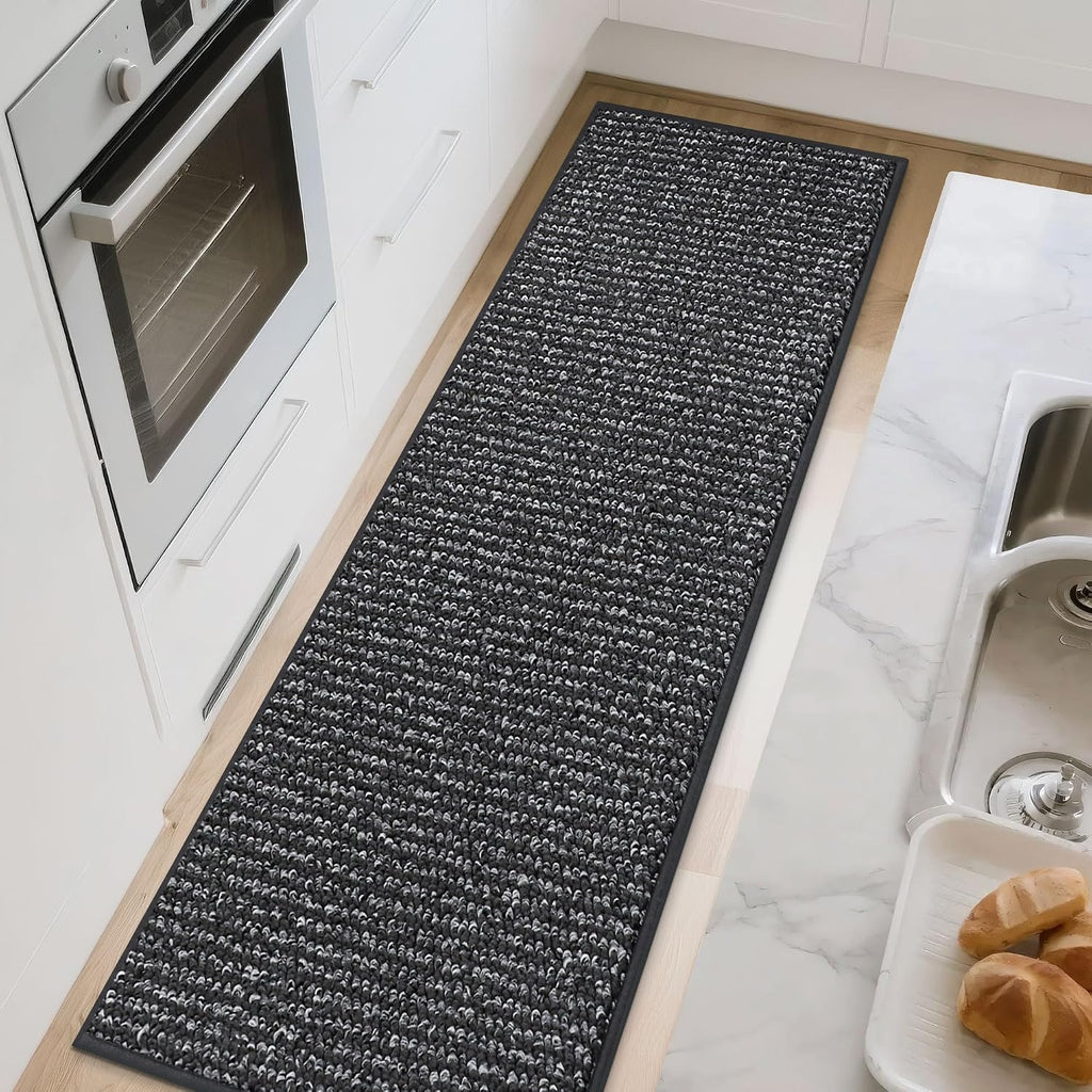 Kitchen Runner Rugs 24"x60", Kitchen Mats for Floor, Charcoal | Non-Slip Super Absorbent and Stain Resistant Kitchen