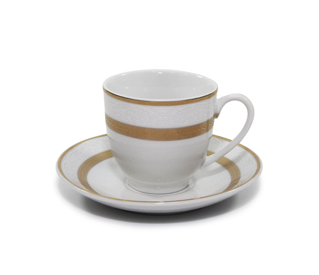 Royalty Porcelain "Queen" 20-Piece White & Gold Dinnerware Set, 24K Gold-Plated Fine Porcelain, Service for 4