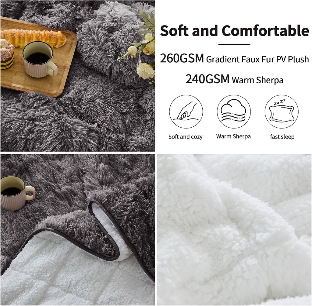 Weighted Blanket for Adults (15 lbs, 60" x 80", Smoke Gray) Heavy Blanket for Sleeping Perfect for 140-160 lbs, Queen