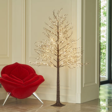 Lighted Brown Tree Plug in 6FT 690 LED Artificial Twig Tree with Lights for Christmas Holiday Wedding Room