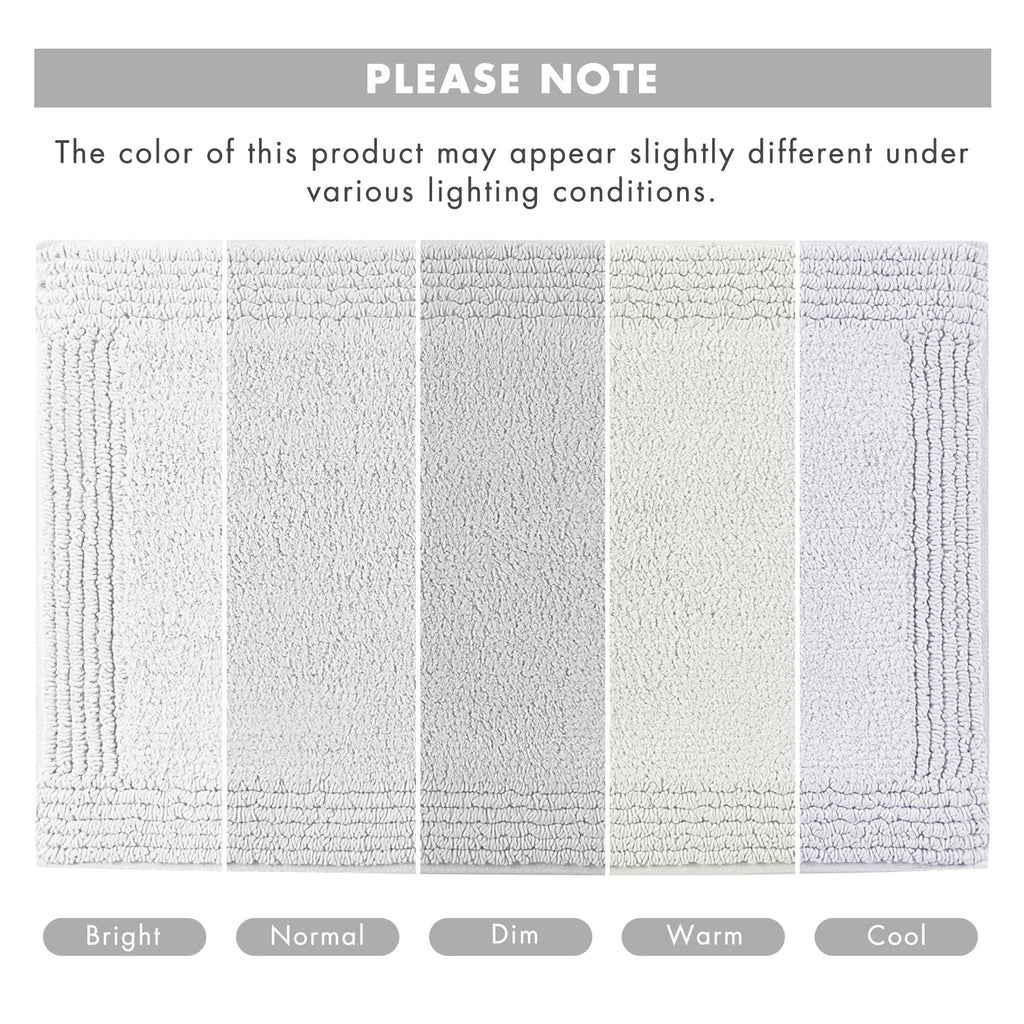 Splendor Reversible 100% Cotton Bath Rug, 24 x 36, Grey