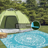 Waterproof Outdoor Rug 9x12, Reversible Plastic Straw Patio Camping Rug, Indoor Outdoor RV Mat Carpe
