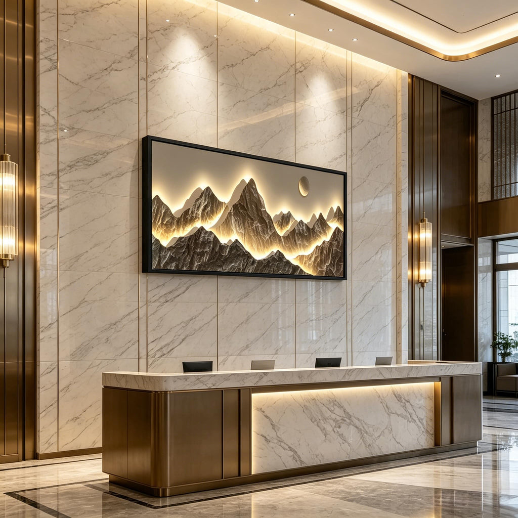 Large Framed Modern Mountain Wall Art Abstract Landscape Canvas Wall Decor
