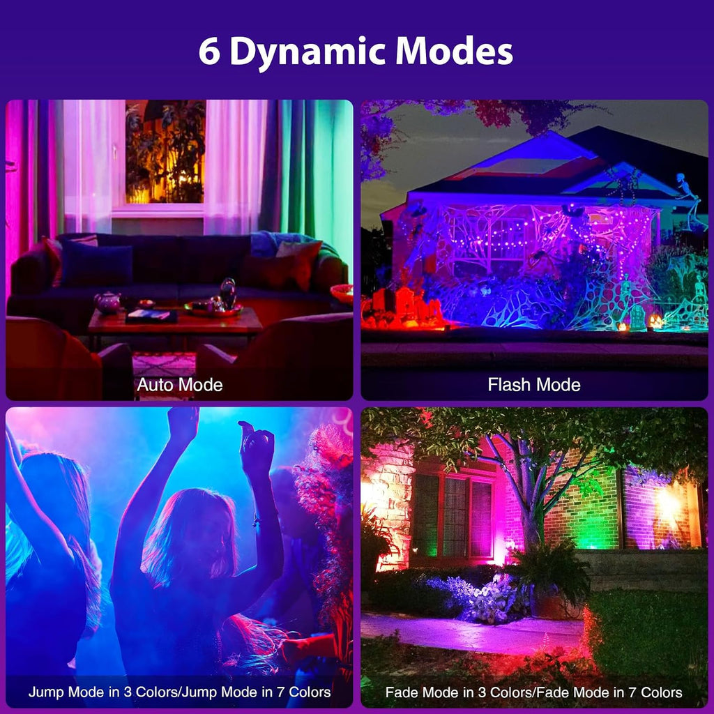 30W LED Flood Light Outdoor, 300W Equivalent 2700K Warm White RGB Color Changing Led Stage Landscape Lights with