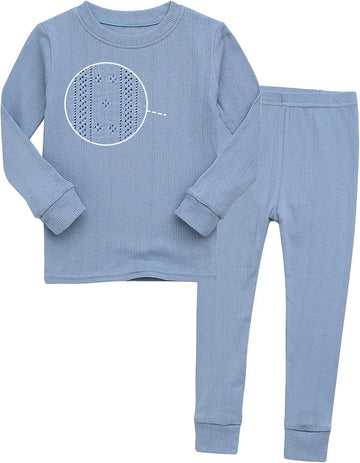 Toddler Kids Jacquard Pointelle Super Soft Lightweight Breathable Modal Cotton Sleepwear Pajamas Set