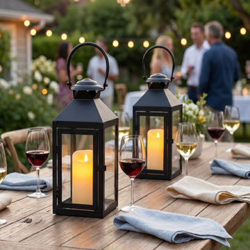 Set of 2 Farmhouse Decorative Lanterns 13" H Hurricane Candle Lanterns Rustic Lanterns Centerpieces Garden Front