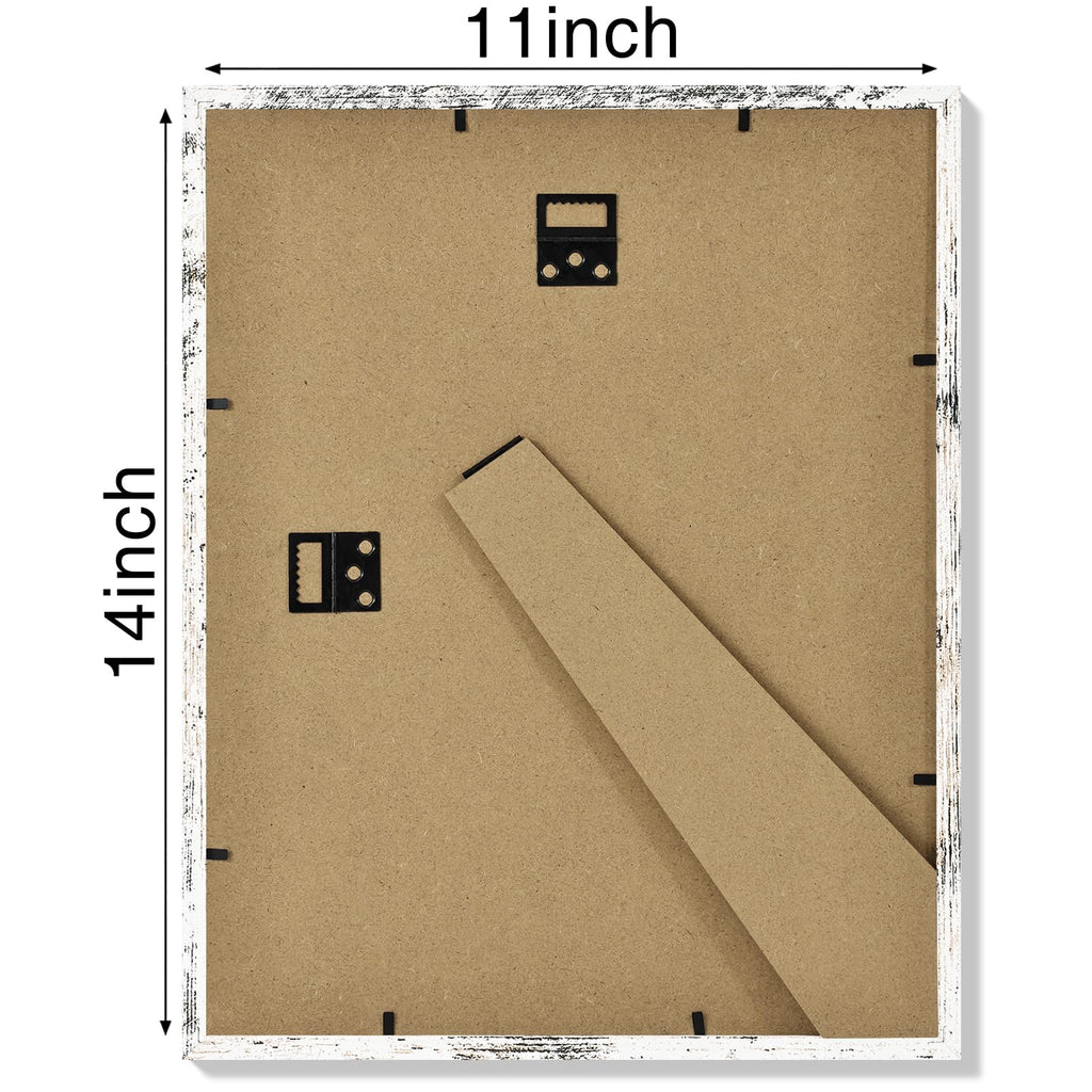 11x14 Picture Frames Set of 4, for Wall & Table, Distressed White