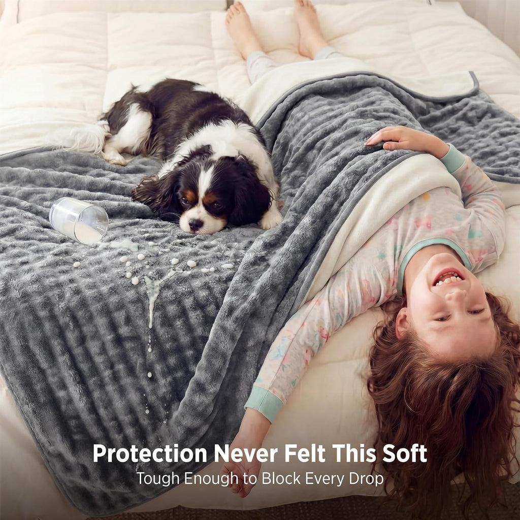 Bubble Waterproof Blanket for Couch - Soft Fleece Reversible Dog Blankets for Small Dogs, Waterproof Couch Sofa Cover