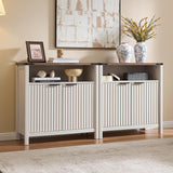 32 Inch Sideboard Buffet Cabinet with 2 Doors, Fluted Coffee Bar with Adjustable Shelf