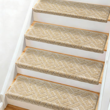 Bullnose Carpet Stair Treads 4 Pieces, 30"x9.5" Carpet Stair Treads for Wooden Steps Indoor with Bullnose Edge