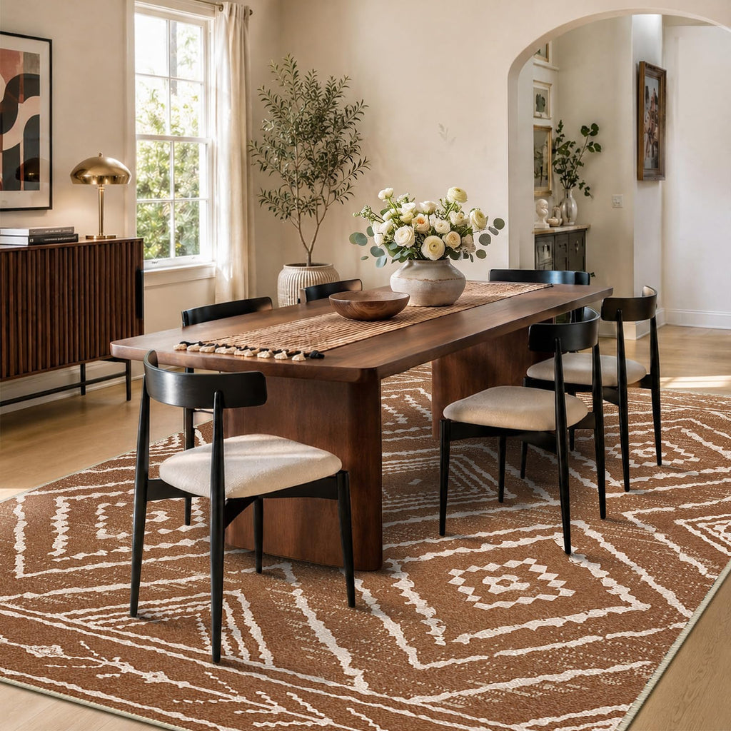 5'x7' Washable Area Rug Bedroom Yellowbrown