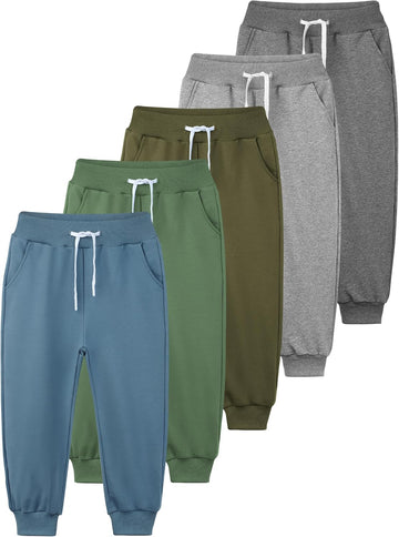 5 Pack Boys Sweatpants Toddler Athletic Joggers Kids Cotton Pants