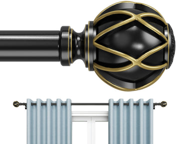 Curtain Rods 18-189 inch, for Window 180 Inch, Adjustable Length Heavy Duty Diameter 7/8 inch, Decorative Finials