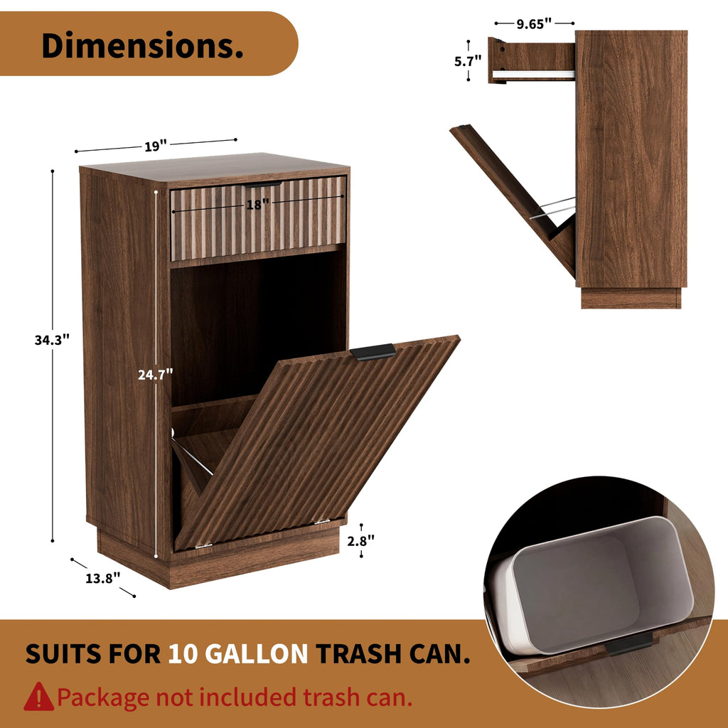 10 Gallon Tilt-Out Trash Cabinet, Laundry Hamper with Drawers.