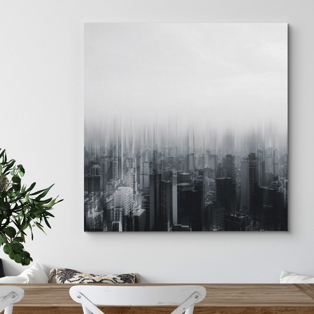 Canvas Print Wall Blur Effect Black & White Cityscape Architecture & Maps Cities Photography Realism Chic Scenic