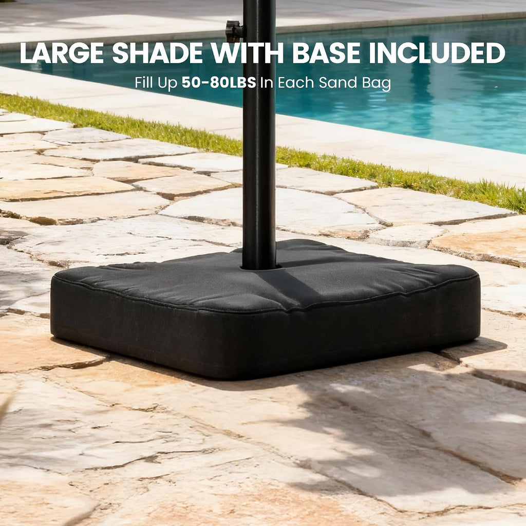 10FT Cantilever Offset Patio Umbrella with Base Included, Outdoor Patio Umbrella with 360° Rotation & Infinite Tilt