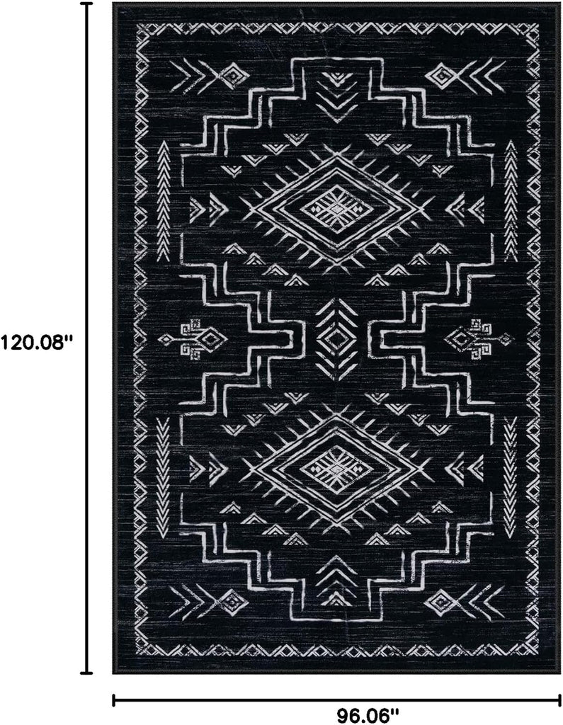 Washable Western Area Rug Bedroom, Black and White