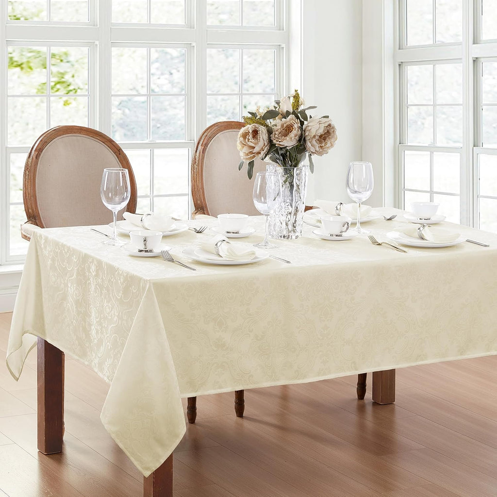 Home Fashions Caiden Elegance Damask Waterproof, Stain & Wrinkle Resistant Fabric Tablecloth, 60" x 