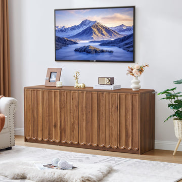 Sideboard Buffet Cabinet with Storage, Low Storage Cabinet Modern Wooden Accent Credenza Console Table TV Stand with