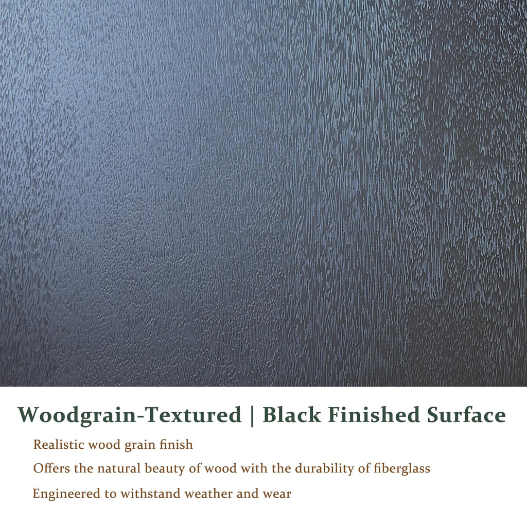 Fiberglass Front Doors Exterior, 36 x 80 Black Entry Door Right Hand Inswing with Brickmould, Vinyl Frame, Woodgrain