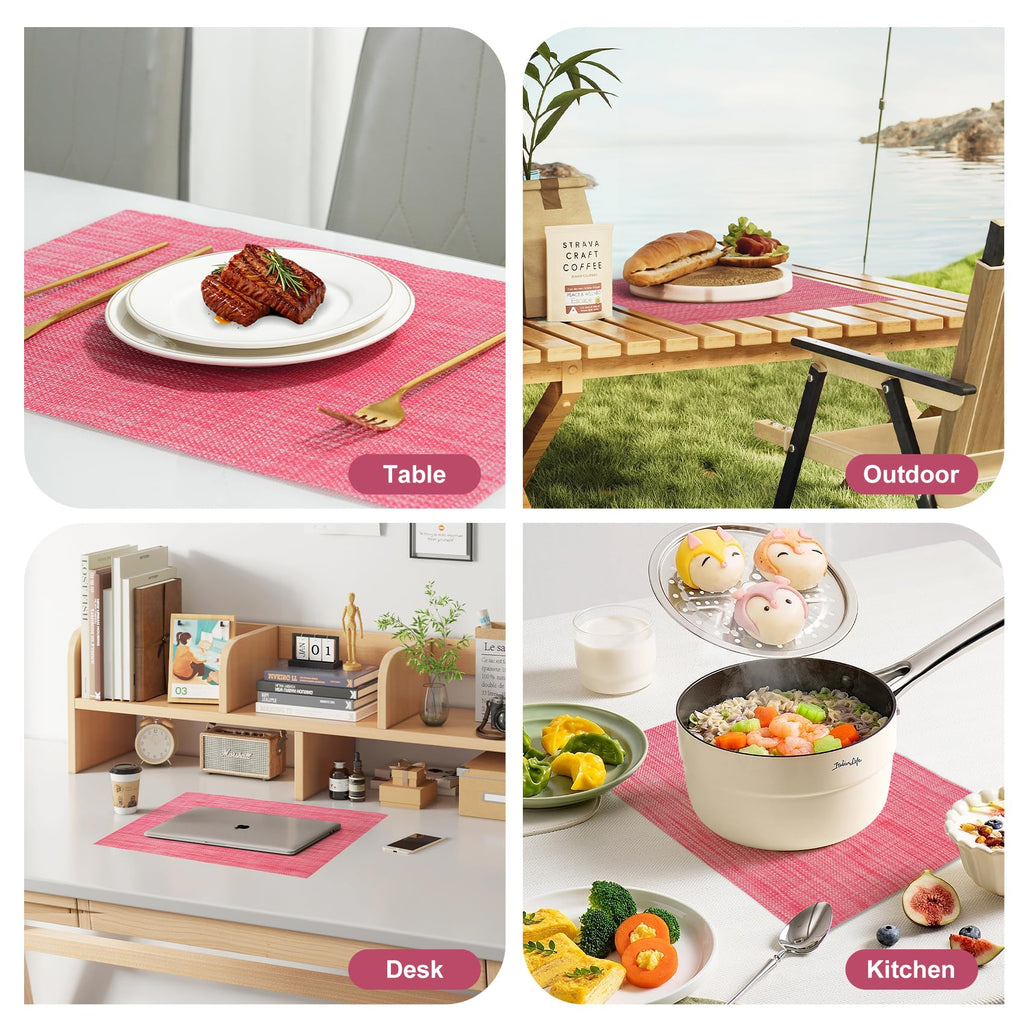 Placemats Set of 12,Christmas Decoration Non-Slip PVC Weave Table Mats Easy to Clean,Heat Resistant Place Mats Dining