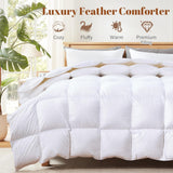Twin Feather Down Fiber Comforter - Ultra Soft 100% Cotton Duvet Insert