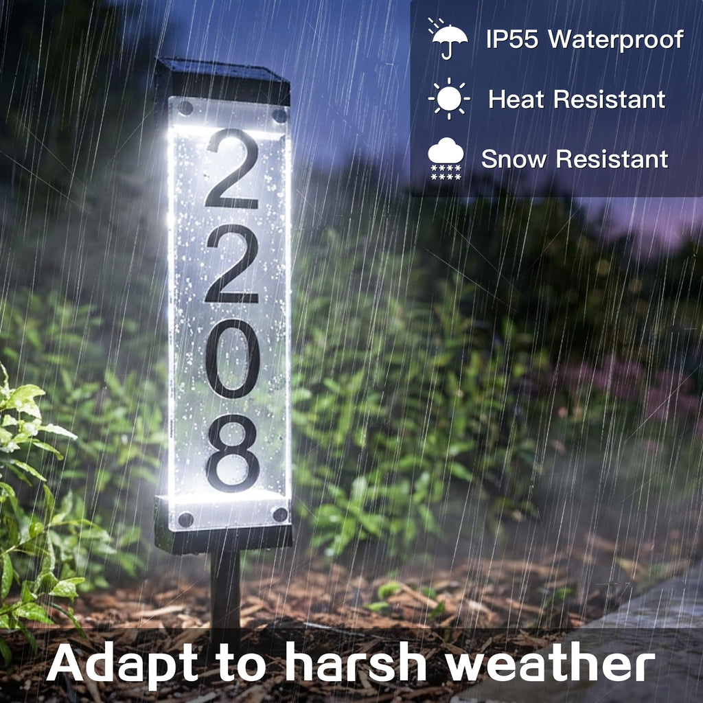 Solar House Numbers for Outside Lighted Address Sign Plaque