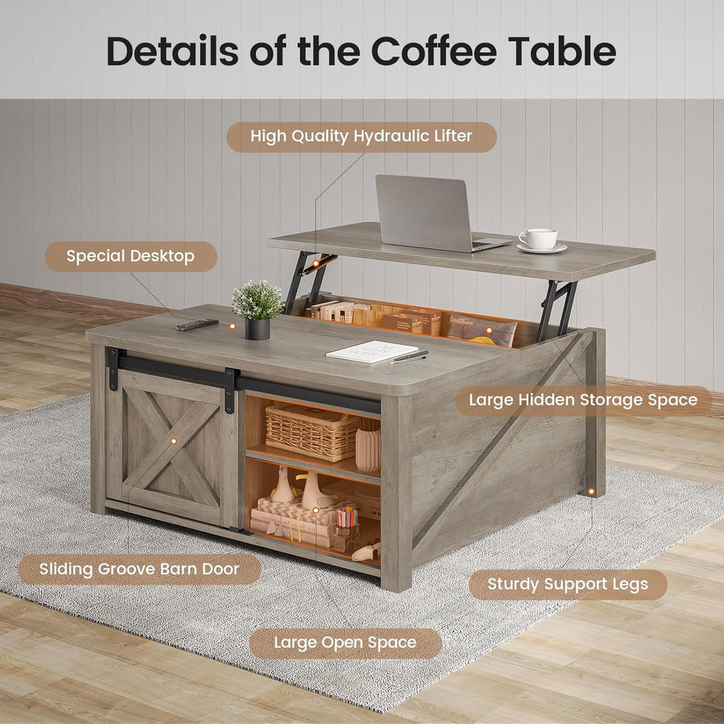31.5" Lift Top Coffee Table with Storage, Square Coffee Tables