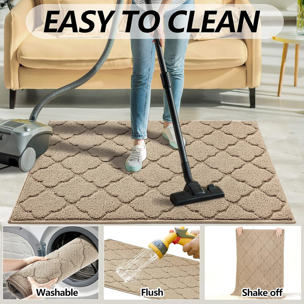 Indoor Door Mat 24" x 36", Dirt Trapper Door Mats, Beige | Non-Slip Entryway Rugs Washable, Trap Dirt Absorbent